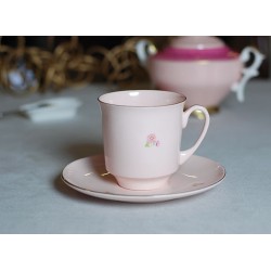 Filiżanka JUNE ręcznie malowana (różowa porcelana) - wersja angielska