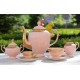 Serwis Prometeusz - espresso, kawa, herbata - dekoracja relief (różowa porcelana)