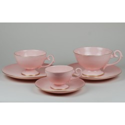 Serwis Prometeusz - kawa i herbata - dekoracja pasek (różowa porcelana)