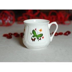 Silesian mug - decoration Green butterfly