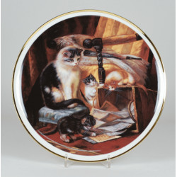Decorative plate "Cats on the chair"