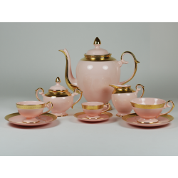 Prometheus espresso, coffe, tea set with relief (pink porcelain)