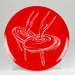 Decorative plate "Ballerinas - pirouette" - red decoration