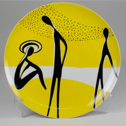 Decorative plate "On the beach" - yellow & black decoration