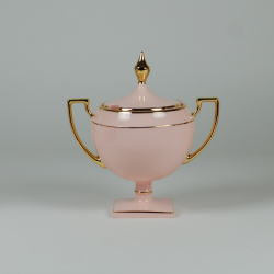 Cukiernica Matylda  - dekoracja złoty pasek (różowa porcelana_