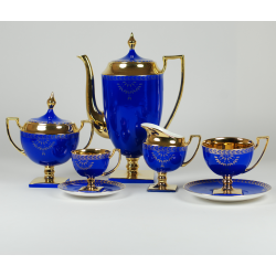 Coffee and tea set MATYLDA - saphire with gold
