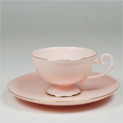 Prometheus coffee cup with gold stripe (pink porcelain)