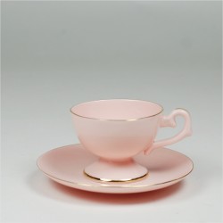 Filiżanka Prometeusz espresso -dekoracja pasek (różowa porcelana)
